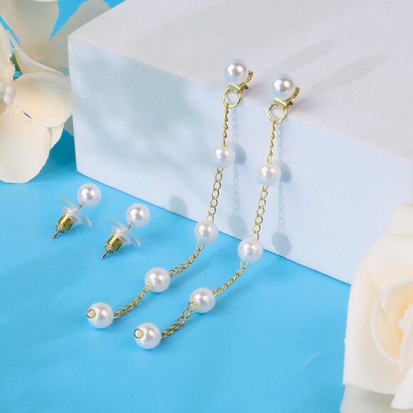 Pearl Earrings for Women, 14k Gold Pearl Drop Earrings Boho Summer Earrings as M - Picture 4 of 9